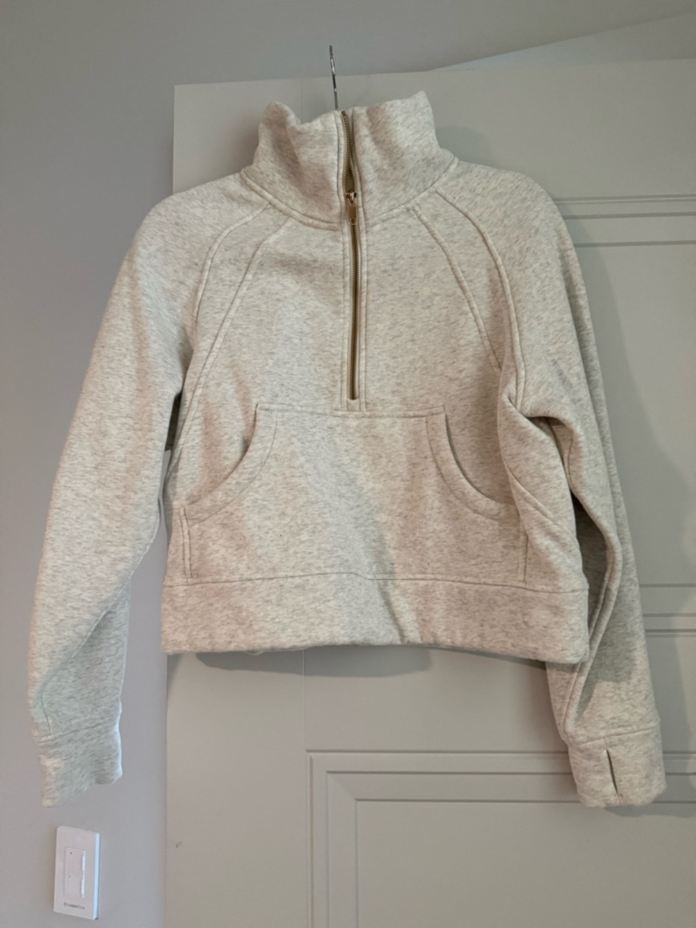 Amazon Heathered Cream Half-Zip Pullover Hoodie